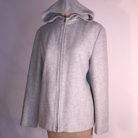 LAUREN RALPH LAUREN GRAY TWEED HOODED JACKET - Picture 1 of 4
